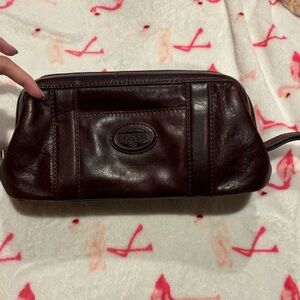 Fossil Vintage Leather Toiletry Cosmetic Pouch Unisex